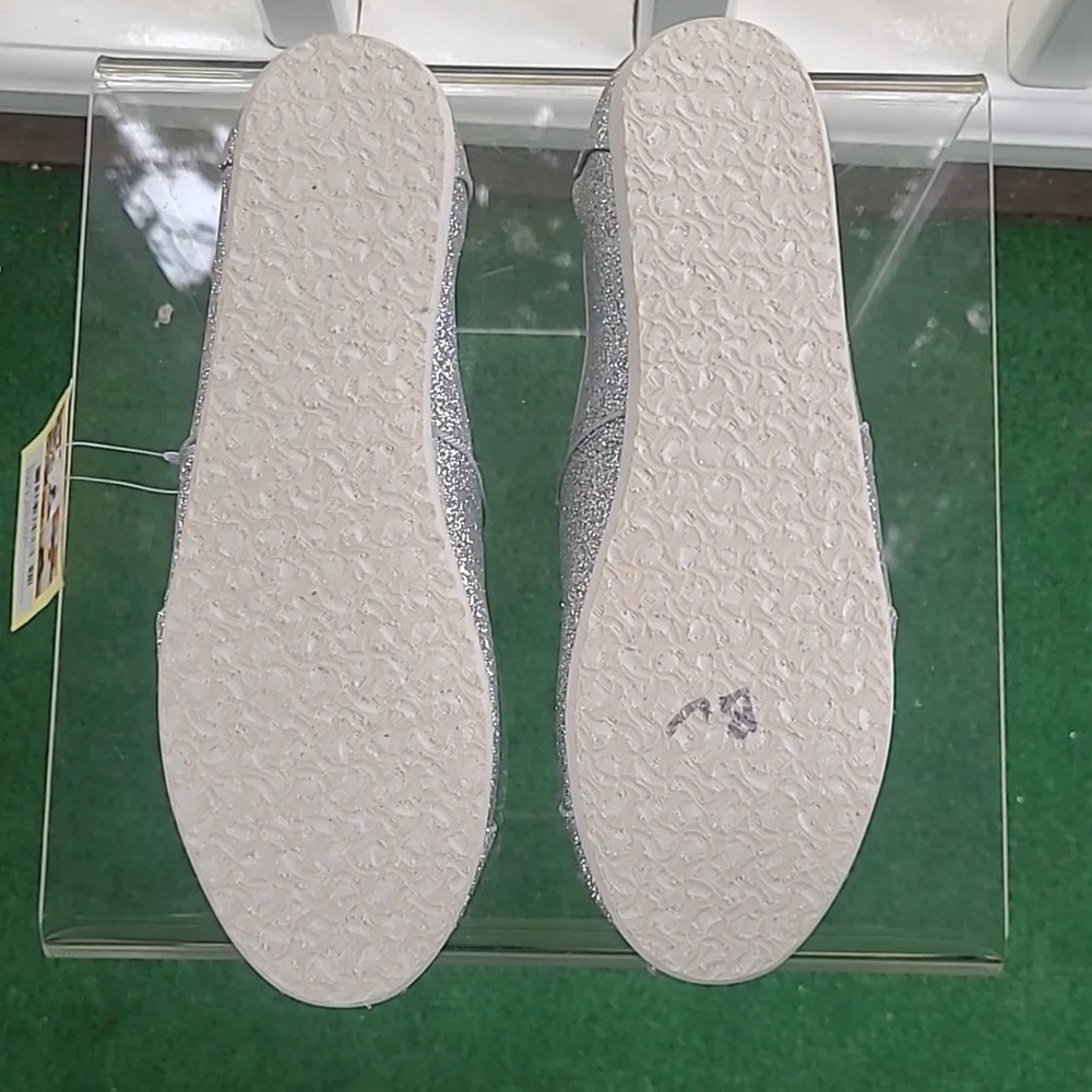 Tom's Youth Classic Silver Glimmer Glitter Espadrille - Picture 5 of 7
